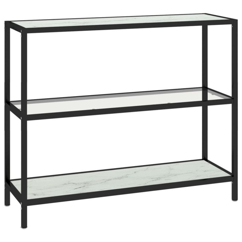 vidaXL Policový regál, priehľadný a biely mramor 100x36x90 cm, sklo
