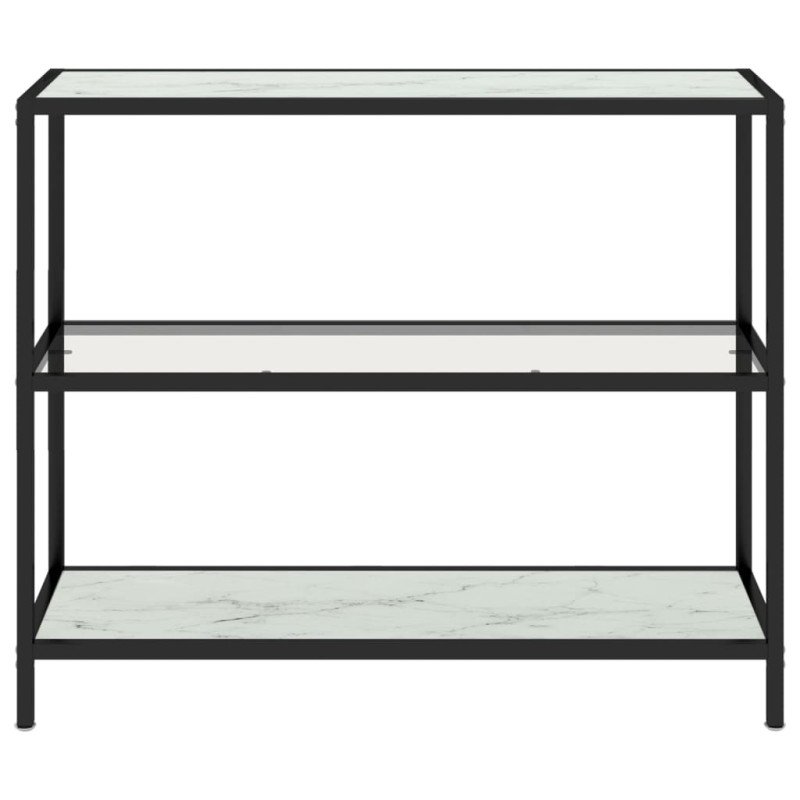 vidaXL Policový regál, priehľadný a biely mramor 100x36x90 cm, sklo