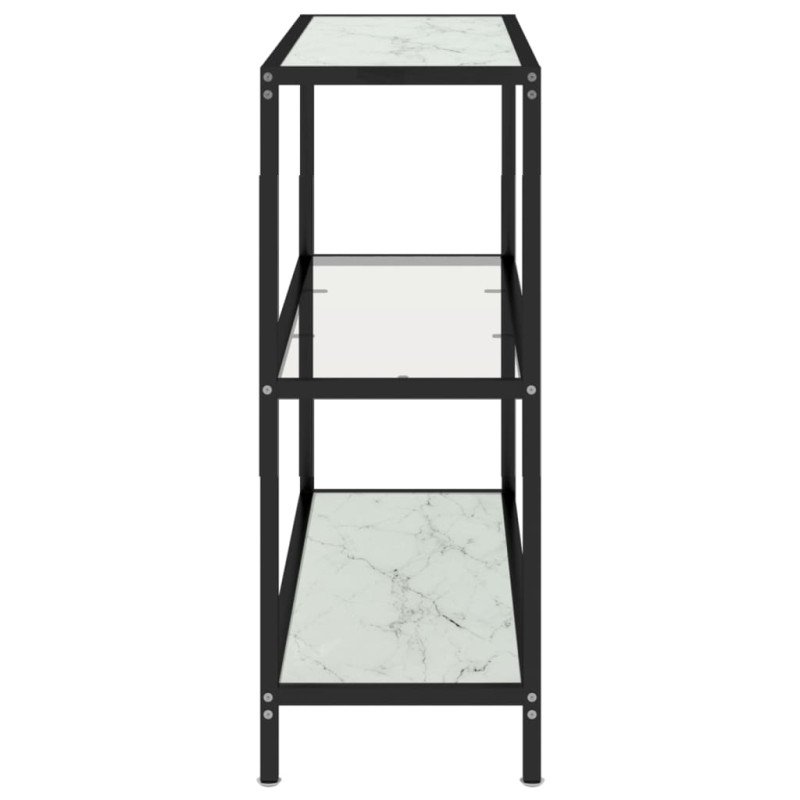 vidaXL Policový regál, priehľadný a biely mramor 100x36x90 cm, sklo
