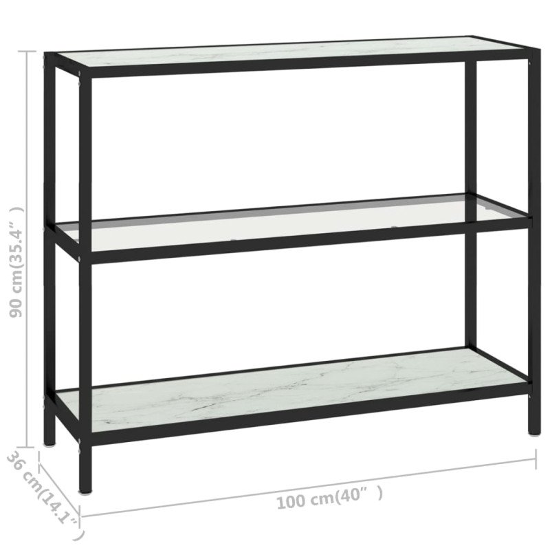 vidaXL Policový regál, priehľadný a biely mramor 100x36x90 cm, sklo