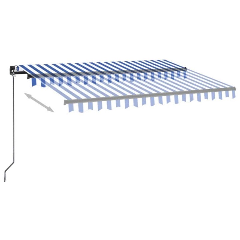 vidaXL Ručne zaťahovacia markíza s LED 350x250 cm modrá a biela