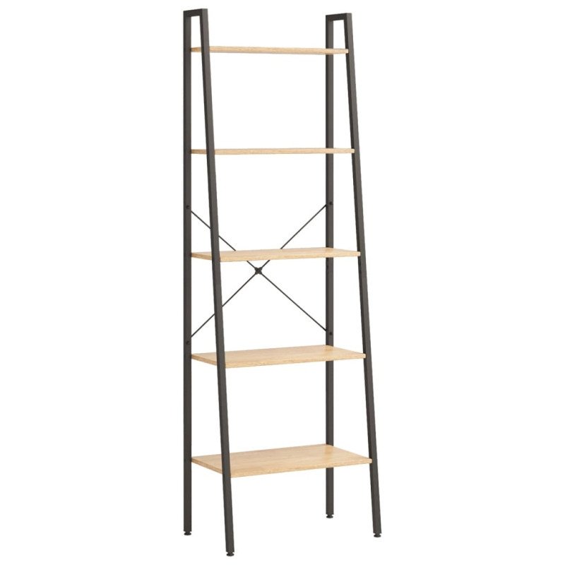 vidaXL Regál s 5 policami, svetlohnedo čierny 56x35x174 cm