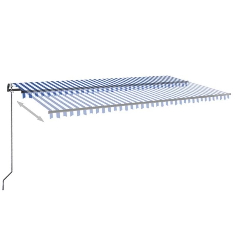 vidaXL Automatická markíza, LED a senzor vetra 600x300 cm, modrá/biela