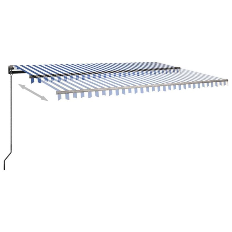 vidaXL Automatická markíza s LED a senzorom vetra 500x300cm modrobiela