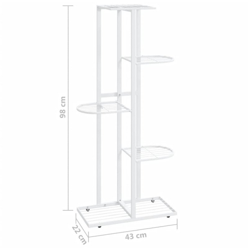 vidaXL 5-poschodový stojan na kvety 43x22x98 cm biely kovový