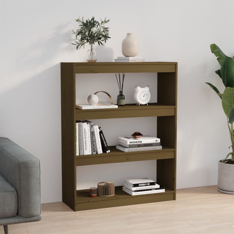 vidaXL Knižnica/deliaca stena medová 80x30x103,5 cm masívna borovica