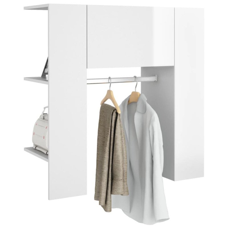 vidaXL Skrinka do chodby lesklá biela 97,5x37x99 cm spracované drevo