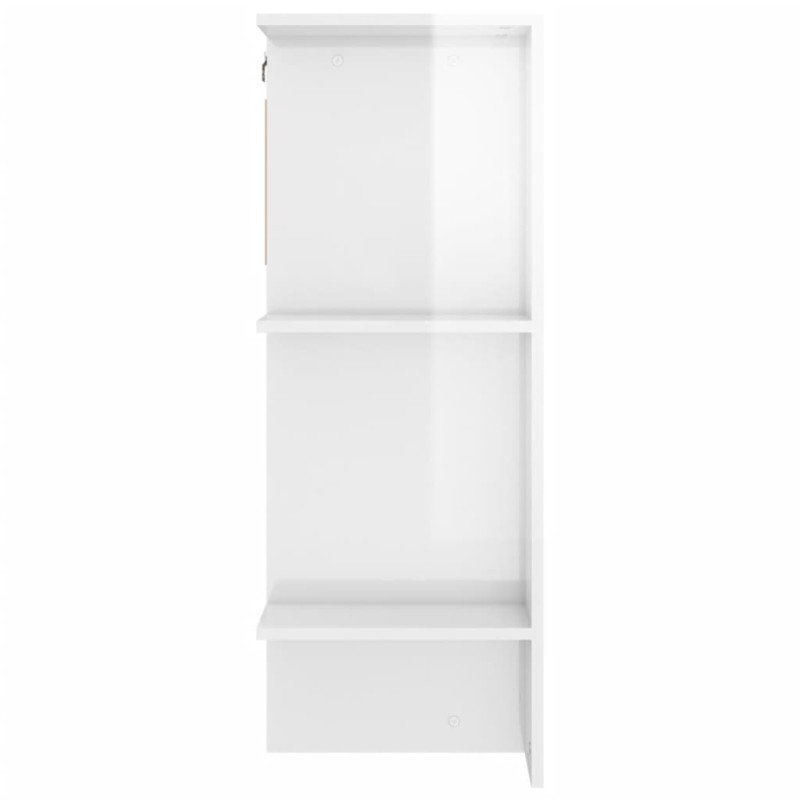 vidaXL Skrinka do chodby lesklá biela 97,5x37x99 cm spracované drevo