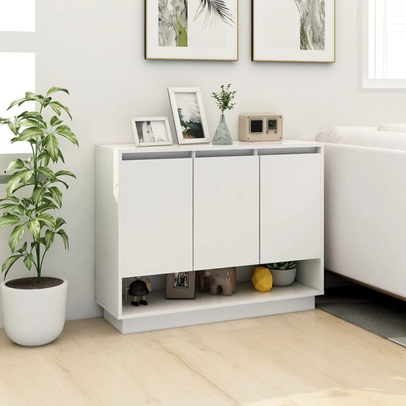 vidaXL Komoda lesklá biela 97x31x75 cm drevotrieska