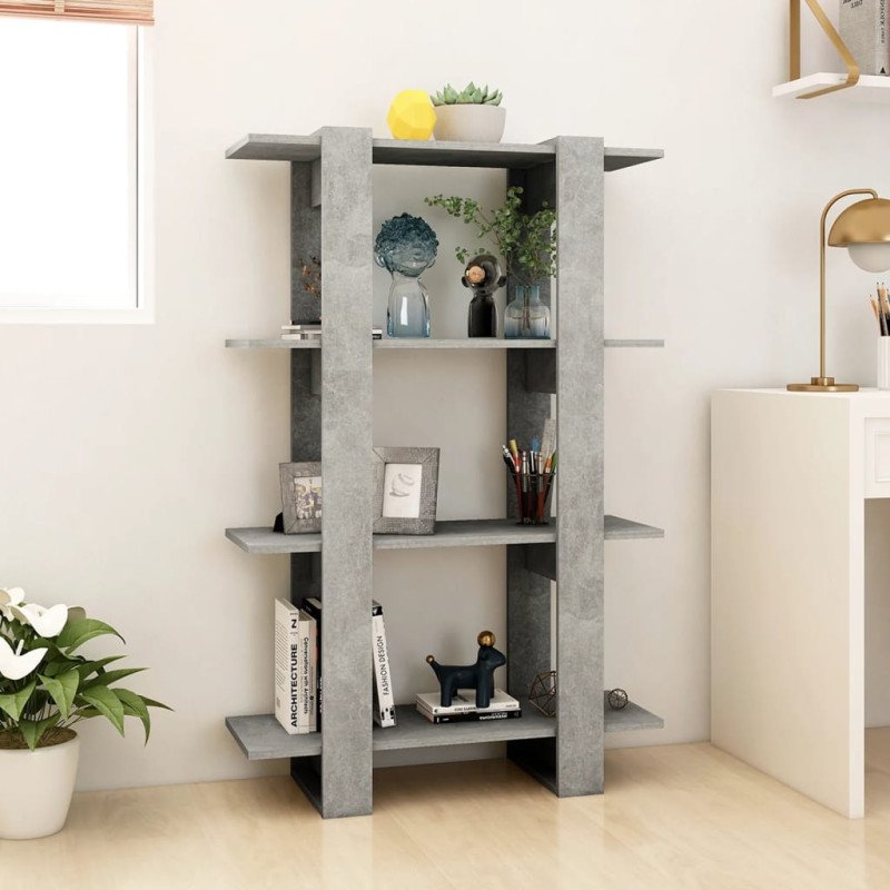 vidaXL Knižnica/deliaca stena betónová sivá 80x30x123,5 cm