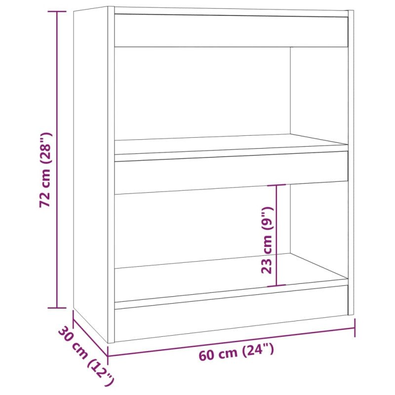 vidaXL Knižnica/deliaca stena dub sonoma 60x30x72 cm