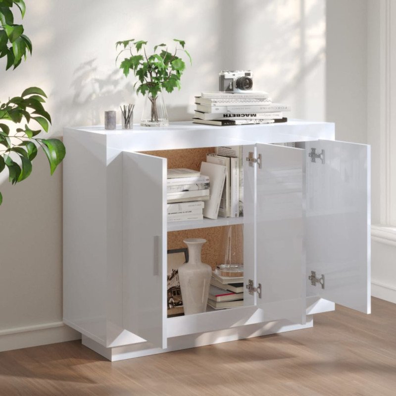 vidaXL Komoda lesklá biela 92x35x75 cm spracované drevo