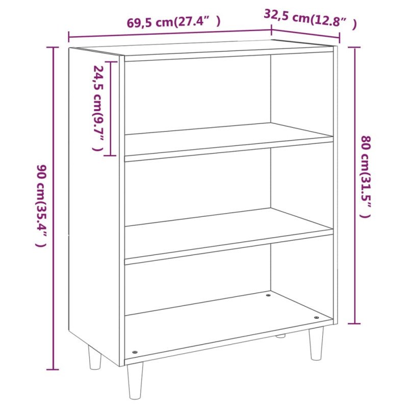 vidaXL Komoda čierna 69,5x32,5x90 cm spracované drevo