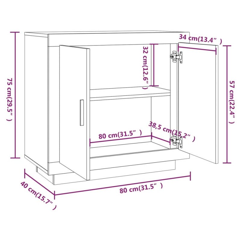 vidaXL Komoda biela 80x40x75 cm spracované drevo