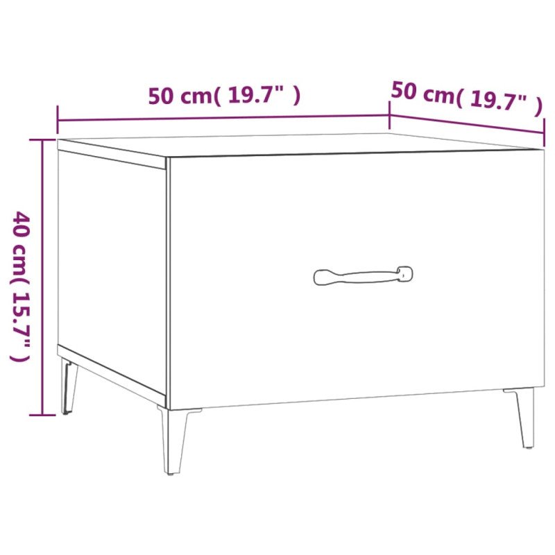 vidaXL Konferenčné stolíky s kovovými nohami 2ks dub sonoma 50x50x40cm