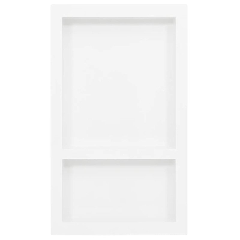 vidaXL Sprchový výklenok s 2 priehradkami lesklý biely 41x69x9 cm