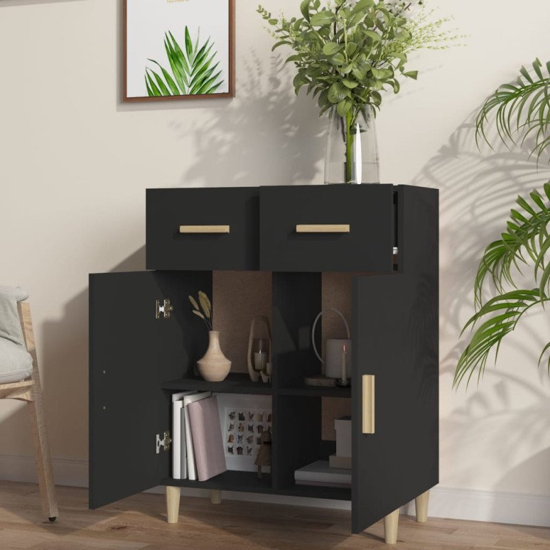 vidaXL Komoda čierna 69,5x34x89 cm spracované drevo