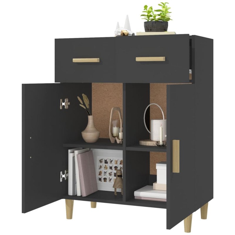 vidaXL Komoda čierna 69,5x34x89 cm spracované drevo