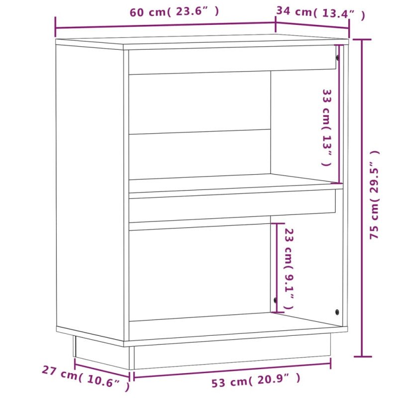 vidaXL Konzolová skrinka 60x34x75 cm masívna borovica
