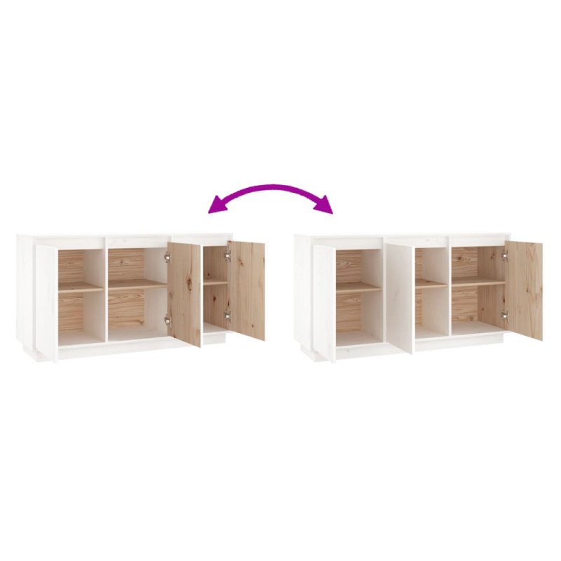 vidaXL Komoda biela 111x34x60 cm borovicový masív