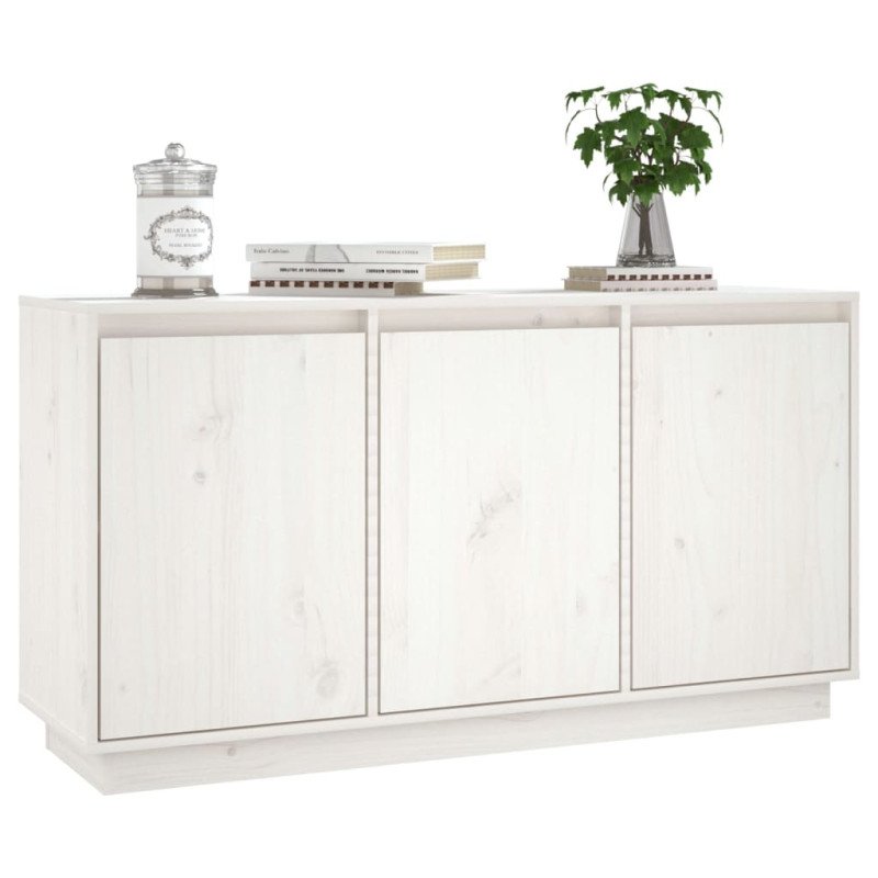 vidaXL Komoda biela 111x34x60 cm borovicový masív