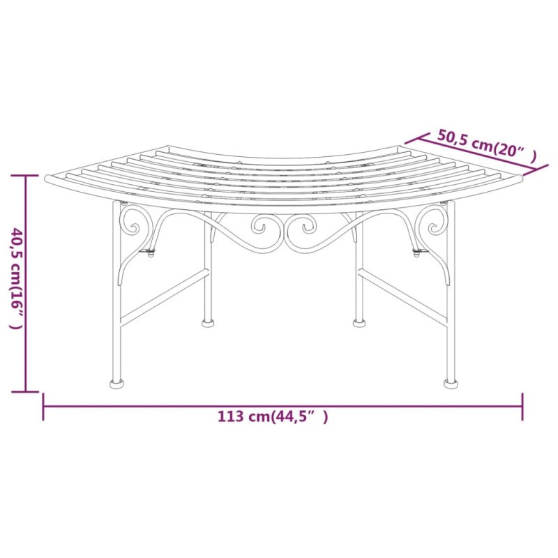vidaXL Lavica okolo stromu 113 cm čierna oceľová