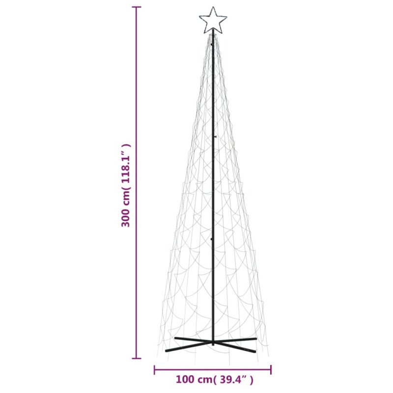 vidaXL Vianočný stromček kužeľ studené biele svetlo 500 LED 100x300 cm