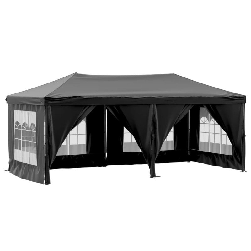 vidaXL Skladací párty stan s bočnými stenami čierny 3x6 m