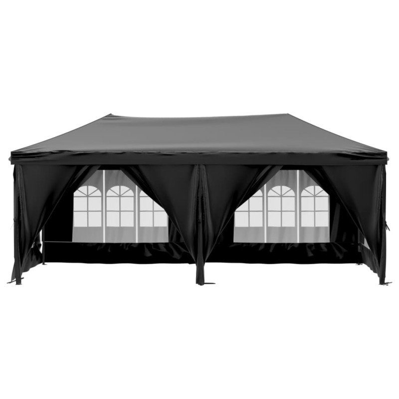 vidaXL Skladací párty stan s bočnými stenami čierny 3x6 m