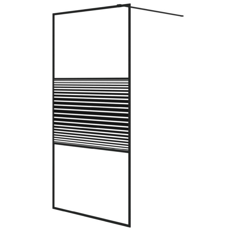 vidaXL Sprchová zástena čierna 100x195 cm priehľadné ESG sklo
