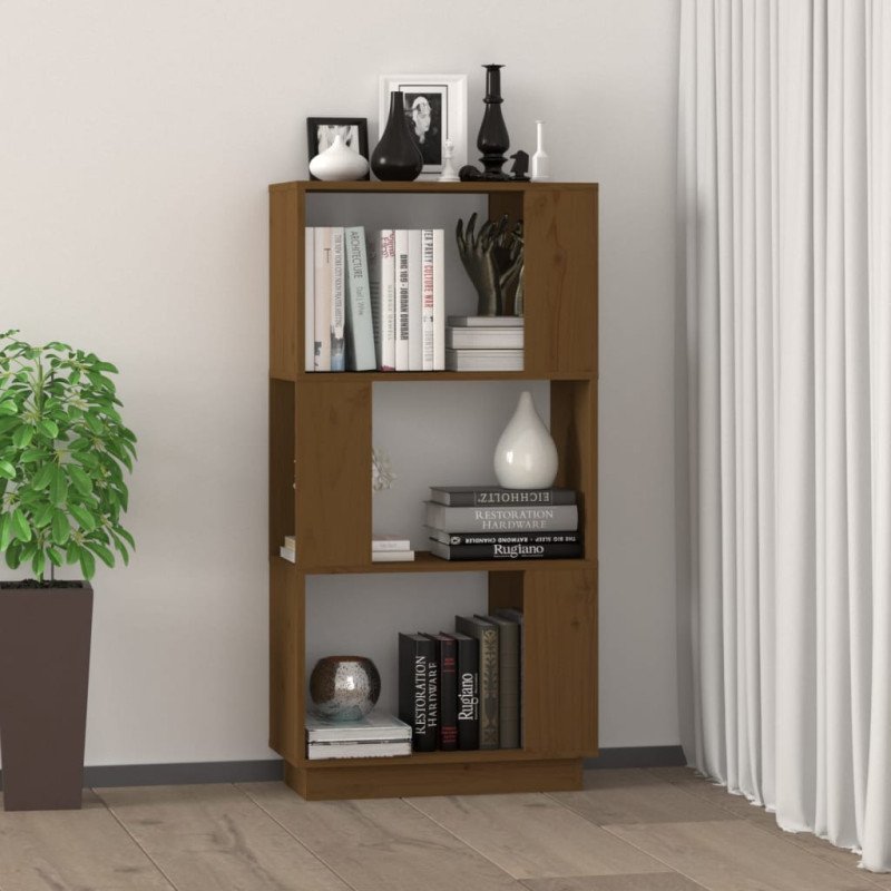 vidaXL Knižnica/deliaca stena hnedá 51x25x101 cm masívna borovica