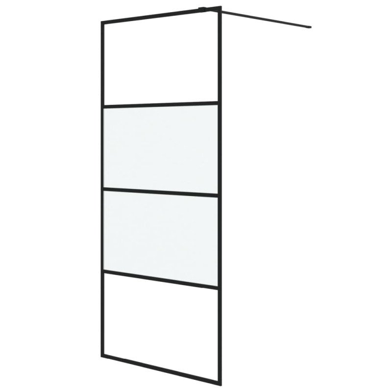 vidaXL Sprchová zástena čierna 90x195 cm polopriehľadné ESG sklo