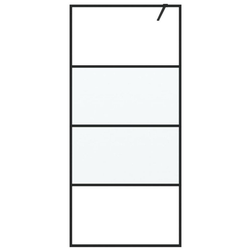 vidaXL Sprchová zástena čierna 90x195 cm polopriehľadné ESG sklo