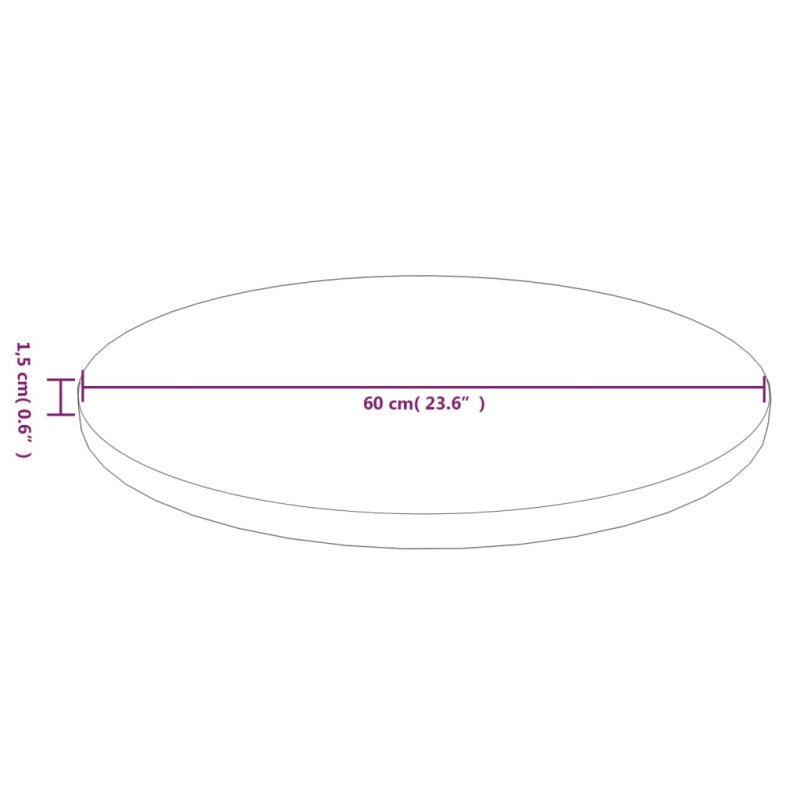 vidaXL Okrúhla stolová doska tmavohnedá Ø60x1,5cm ošetrený masívny dub