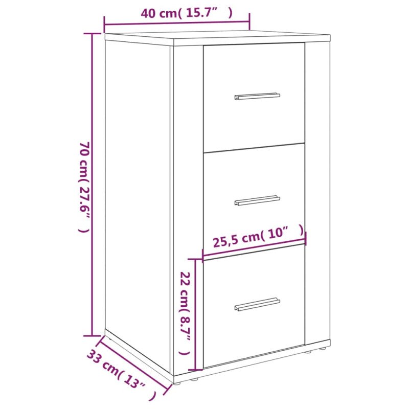 vidaXL Komoda dymový dub 40x33x70 cm spracované drevo