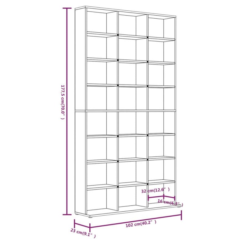 vidaXL CD skrinka údený dub 102x23x177,5 cm spracované drevo