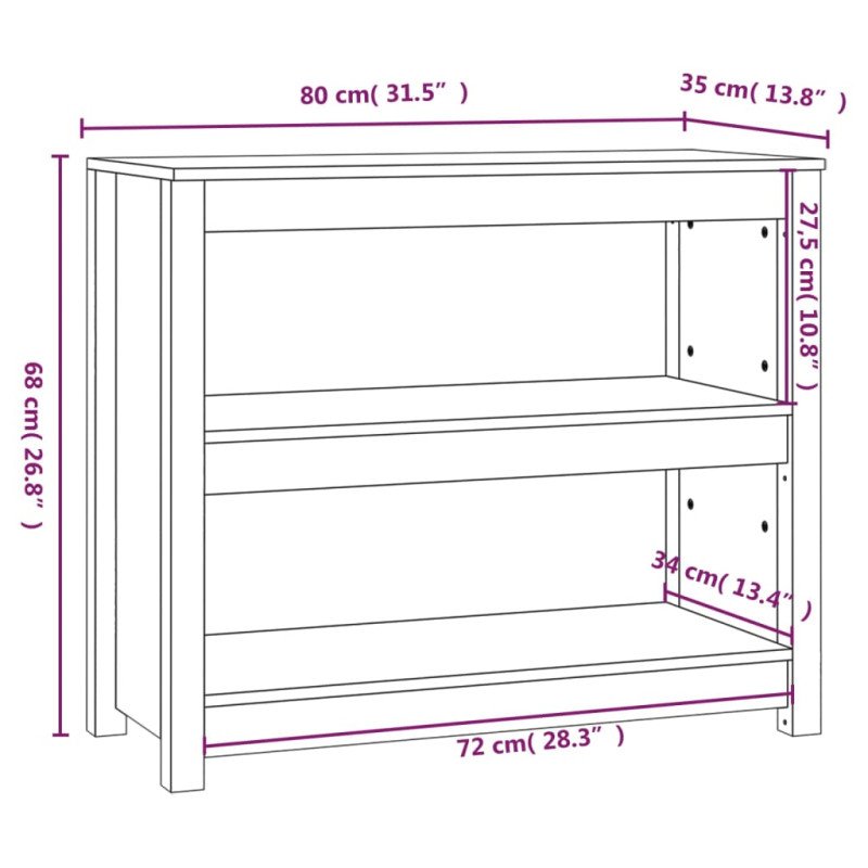 VidaXL Knižnica medovohnedá 80x35x68 cm masívna borovica