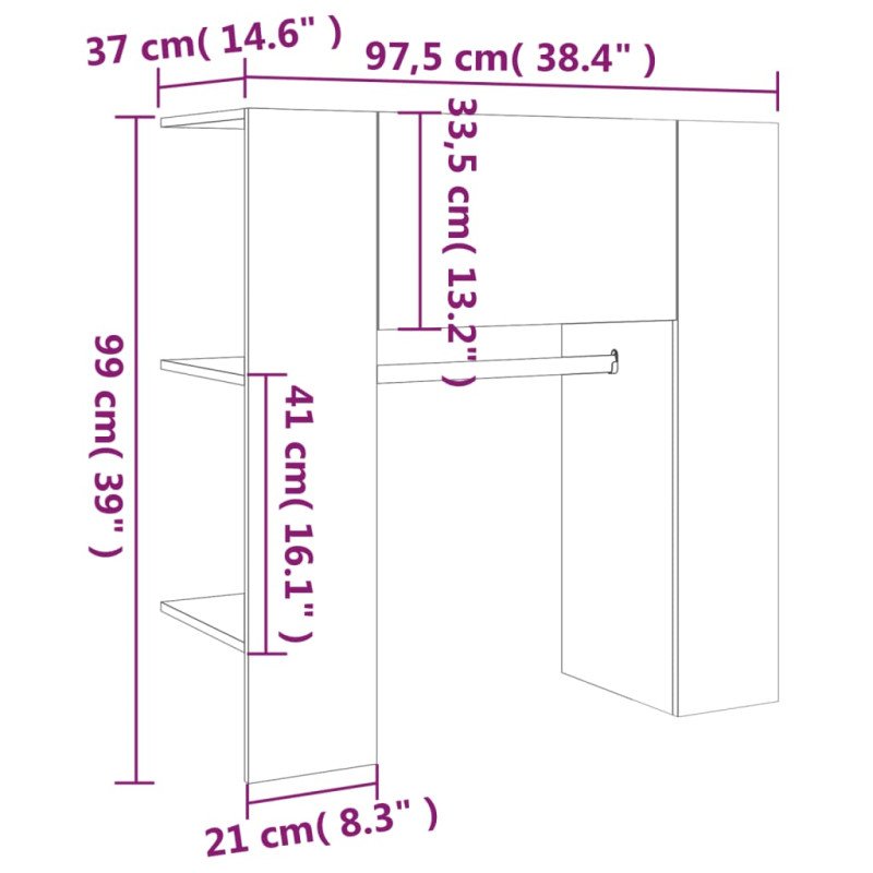 vidaXL Skrinka do chodby hnedý dub 97,5x37x99 cm spracované drevo
