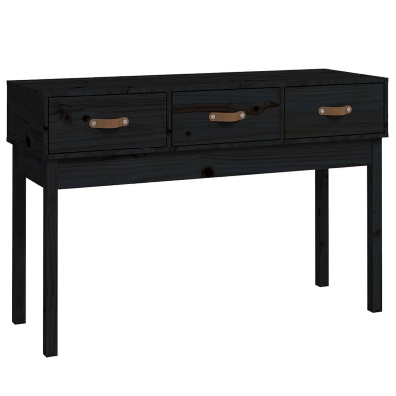 vidaXL Konzolový stolík čierny 110x40x75 cm masívne borovicové drevo