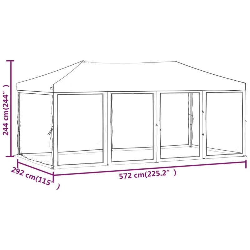 vidaXL Skladací párty stan s bočnicami krémový 3x6 m