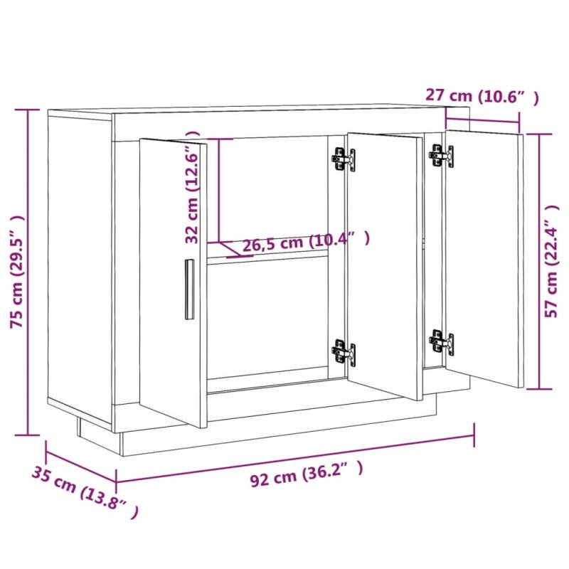 vidaXL Komoda hnedý dub 92x35x75 cm spracované drevo