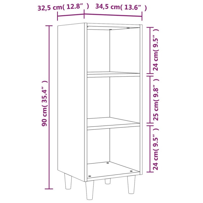 vidaXL Komoda hnedý dub 34,5x32,5x90 cm spracované drevo