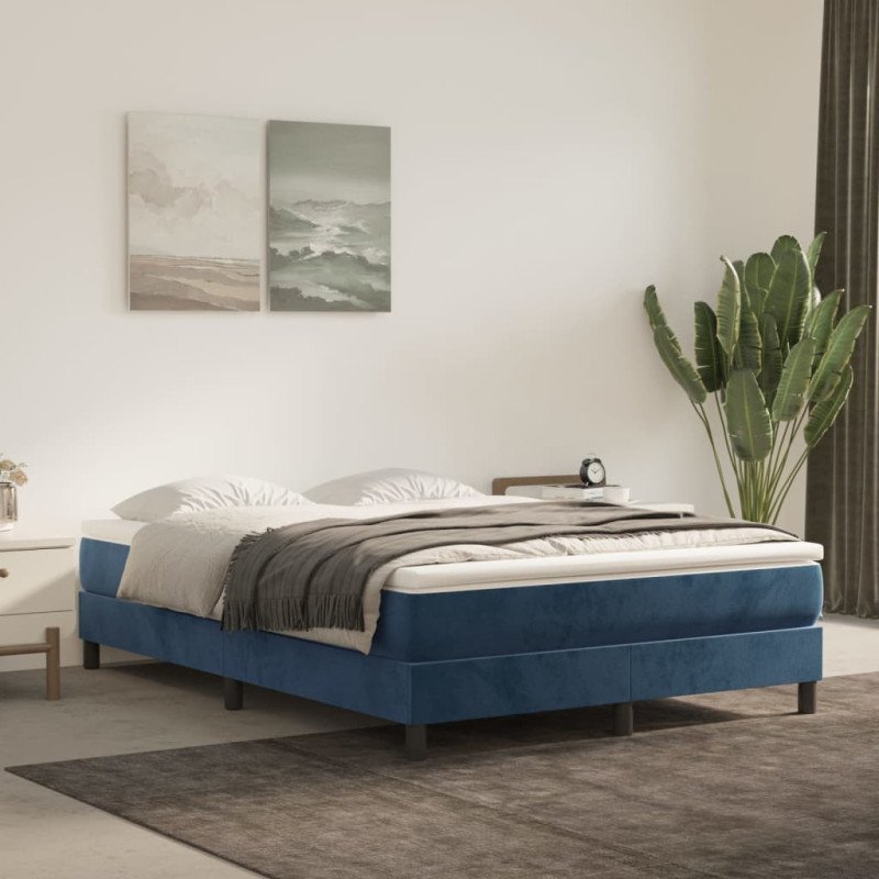 vidaXL Matrac s taštičkovými pružinami tmavomodrá 140x200x20 cm zamat