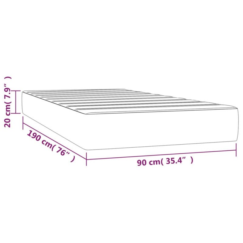 vidaXL Matrac s taštičkovými pružinami tmavosivý 90x190x20 cm zamat