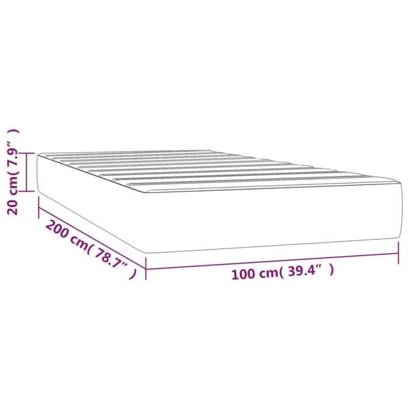 vidaXL Matrac s taštičkovými pružinami tmavosivý 100x200x20 cm látka