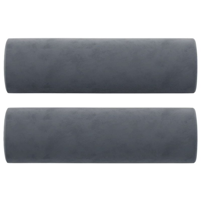 vidaXL Dekoratívne vankúše 2 ks tmavosivé Ø15x50 cm zamat