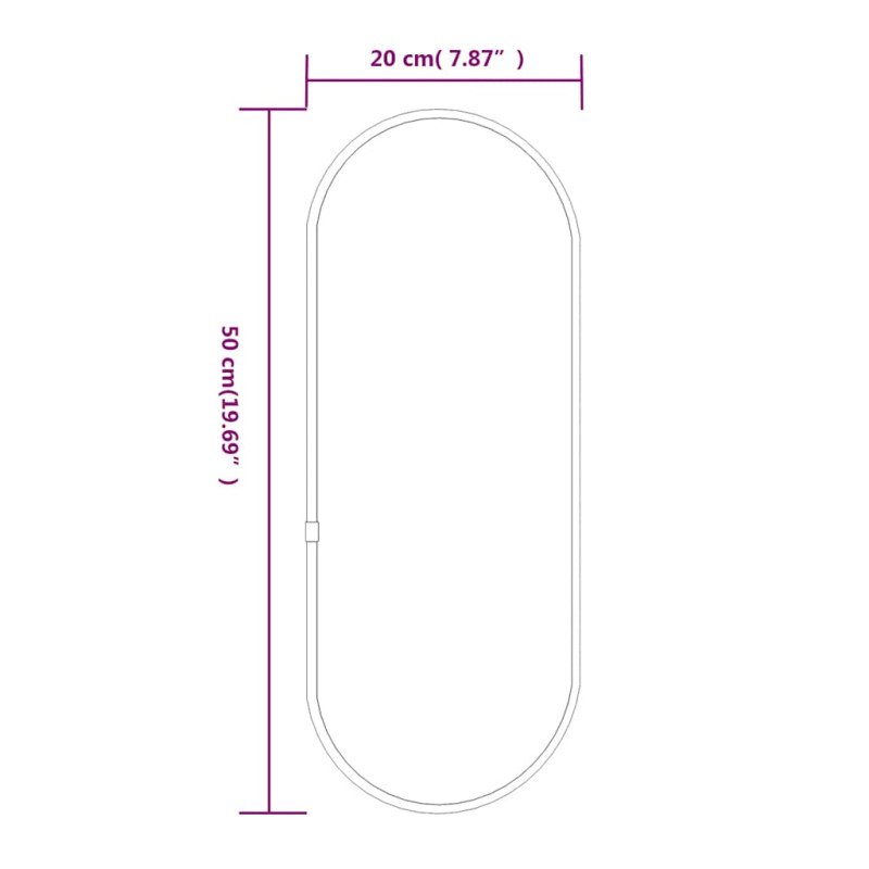 vidaXL Nástenné zrkadlo strieborné 50x20 cm oválne