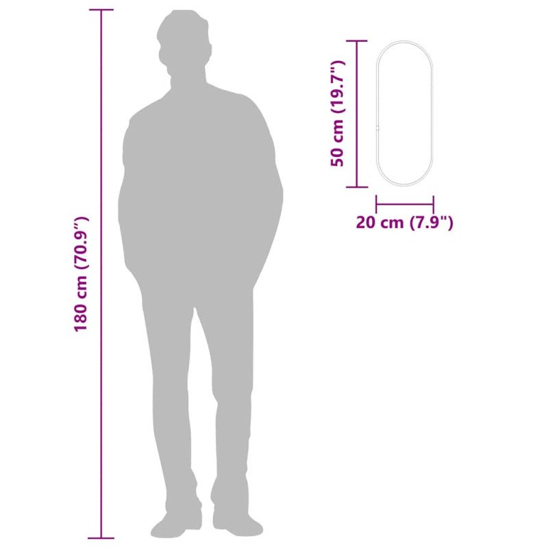 vidaXL Nástenné zrkadlo strieborné 50x20 cm oválne