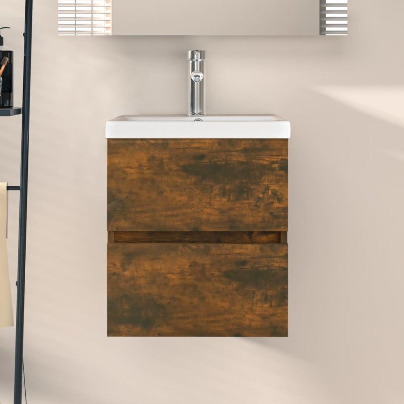vidaXL Umývadlová skrinka dymový dub 41x38,5x45 cm spracované drevo