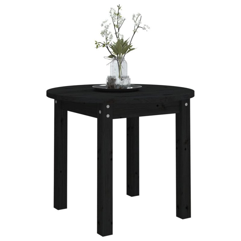 vidaXL Konferenčný stolík čierny Ø 55x45 cm borovicový masív